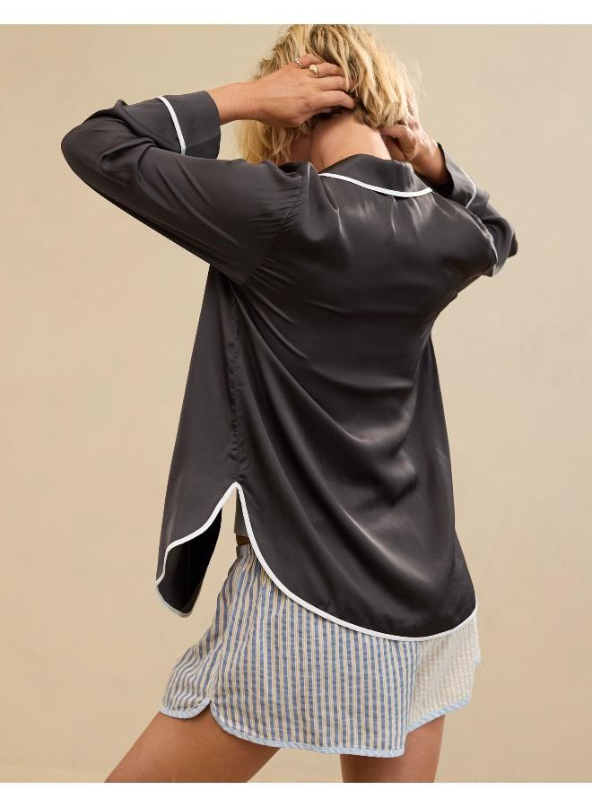 Aerie Off-Duty Satin Shirt - Image 4