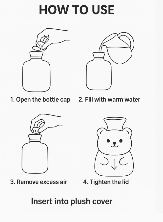 Plush Hot Water Bottle with Soft Cover – Leak-Proof Reusable Heat Therapy Bottle for Pain Relief, Cramps, Muscle Relaxation, Warmth & Cozy Comfort for Kids & Adults (Pink) - Image 3