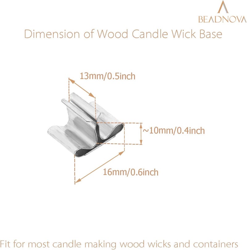 BEADNOVA Wood Candle Wick Clips 50pcs Wood Wick Base Sustainer Tabs for Candle Making and DIY 16mm 06 inch - Image 2