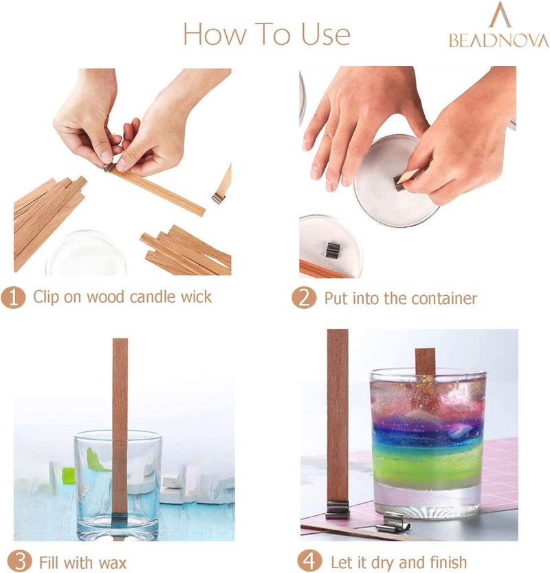 BEADNOVA Wood Candle Wick Clips 50pcs Wood Wick Base Sustainer Tabs for Candle Making and DIY 16mm 06 inch - Image 4