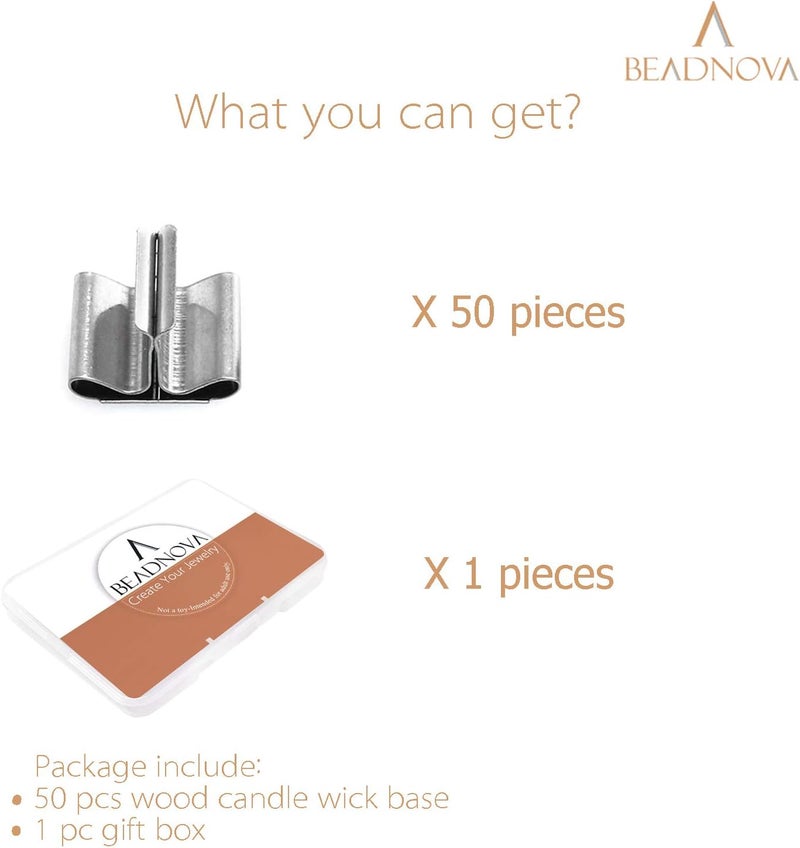 BEADNOVA Wood Candle Wick Clips 50pcs Wood Wick Base Sustainer Tabs for Candle Making and DIY 16mm 06 inch - Image 3