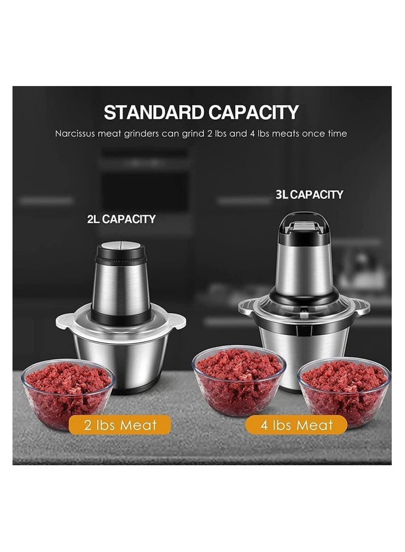 كاست ويف قطاعة ومطحنة لحم كهربائية، محضرة طعام ستانلس ستيل للخضار والفواكه، سعة 3 لتر - Image 3