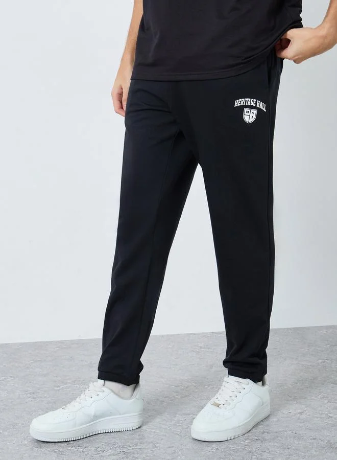 Styli Men Black Slim Fit Terry Joggers with Drawstring