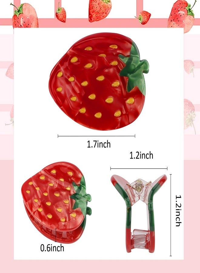 Hapdoo Strawberry Hair Clips, Strawberry Hair Accessories Hair Clip for Women, Small Fun Fruit Hair Claw Clips Strawberry Gifts - Image 2