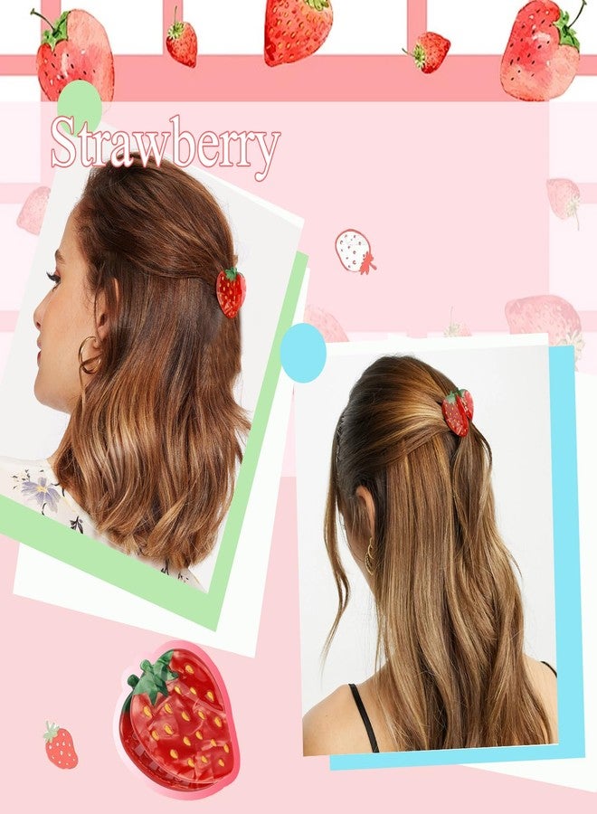 Hapdoo Strawberry Hair Clips, Strawberry Hair Accessories Hair Clip for Women, Small Fun Fruit Hair Claw Clips Strawberry Gifts - Image 3
