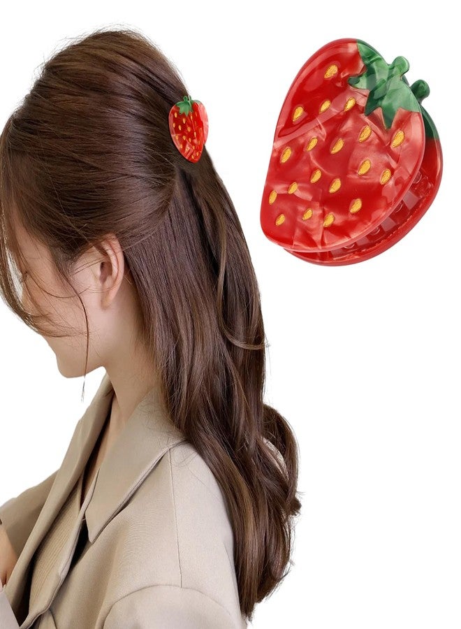 Hapdoo Strawberry Hair Clips, Strawberry Hair Accessories Hair Clip for Women, Small Fun Fruit Hair Claw Clips Strawberry Gifts - Image 1
