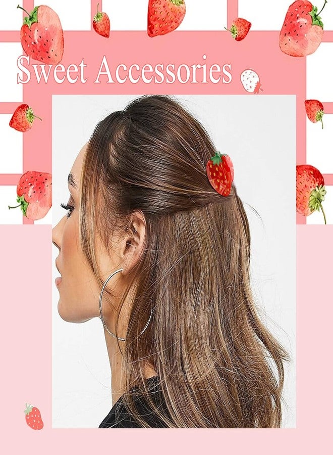 Hapdoo Strawberry Hair Clips, Strawberry Hair Accessories Hair Clip for Women, Small Fun Fruit Hair Claw Clips Strawberry Gifts - Image 4
