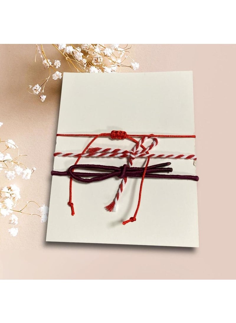 Tekno Trust - Red String Lucky Bracelet with Lucky Elephant, Martenichka and Wreathed Thread Set Red - Image 1