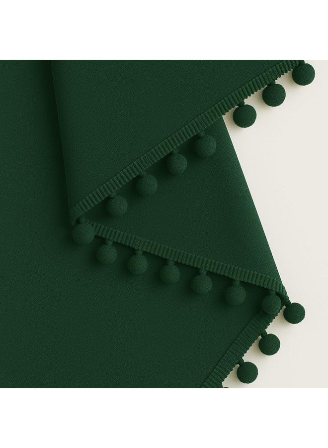 STITCHNEST Premium Velvet Semi Blackout Curtains with Pom Pom - Pack of 1 Door Curtains, Elegant Green Color for Bedroom & Living Room (Size: 7ft) - Image 4