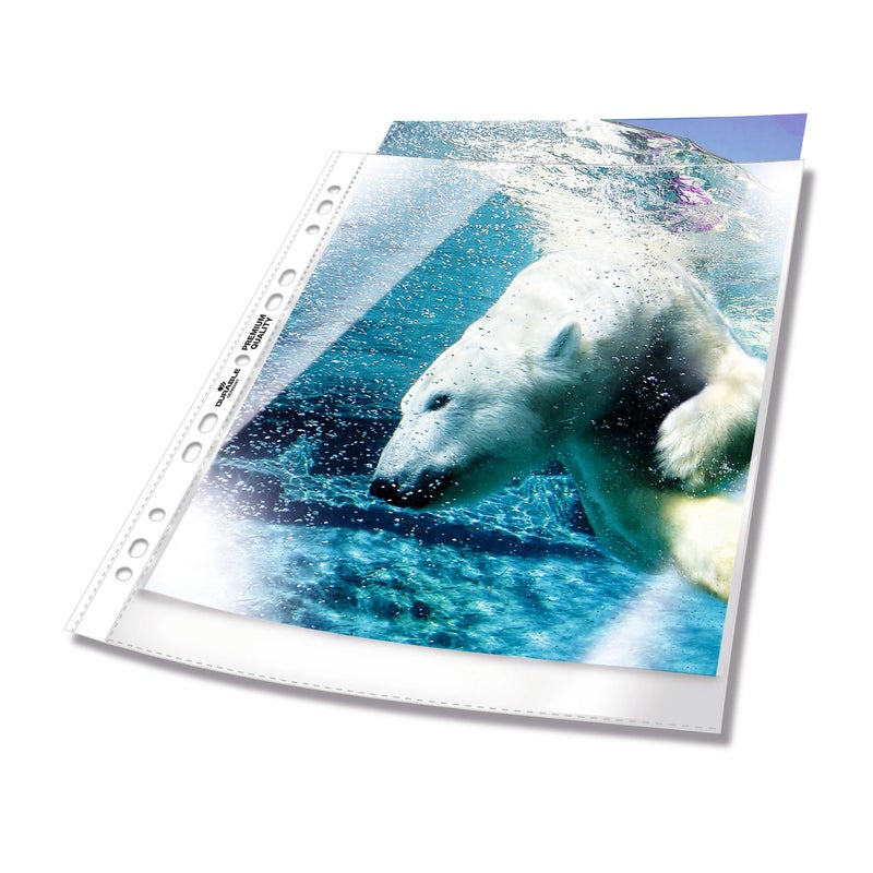 ديورابل 50 قطعة ملف مخرم شفاف A4 بولي بروبيلين 80 ميكرون، حواف مخرمة معززة لمنع التمزق، فتحة علوية لسهولة الإدخال والإخراج، توافق مع ملفات الحلقات للمدارس والمكاتب والارشفة — ديوريبل - Image 2