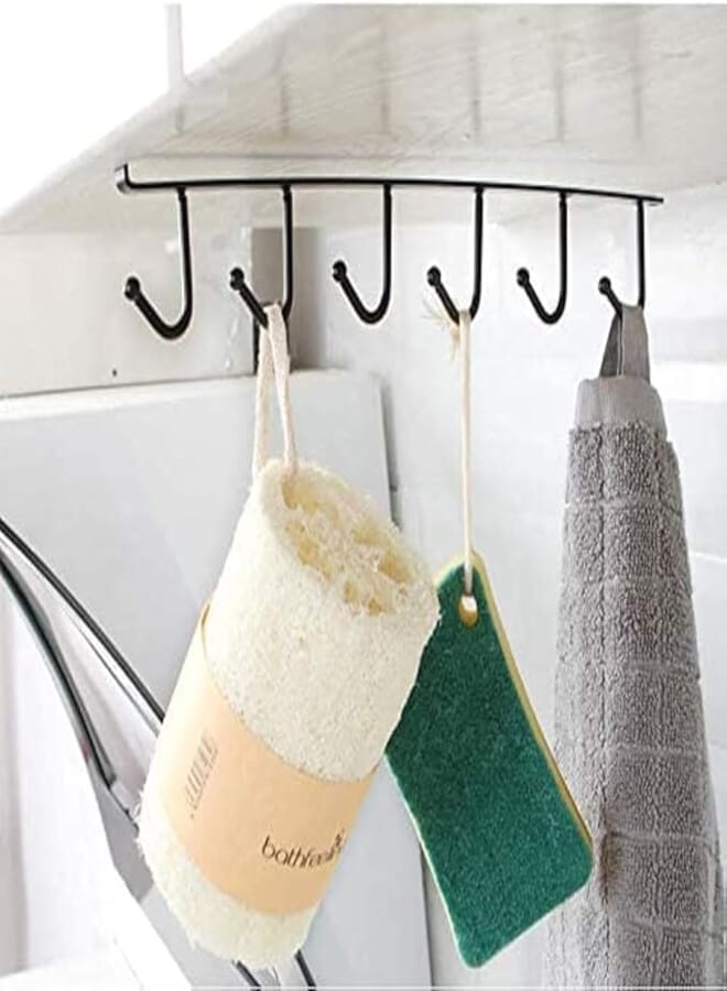 NOAEOU Mug Hooks Under Cabinet Cups Mug Glasses Storage Hook Multifunction Nail Free Coffee Cups Holder Kitchen Utensil Holder Ties Belts Scarf Hanging Hooks Rack Holder (Black, 1 Pcs)