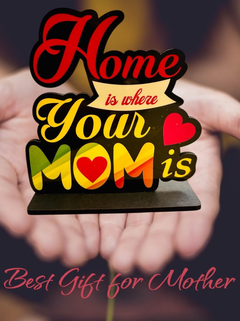 WARMINGO DE Home is Where Your Mom is Wooden Trophy Gift for Mother or Maa Best Gift for Mother (Multicolor 6 X 5.5 Inches) (Home Mom) - Image 5