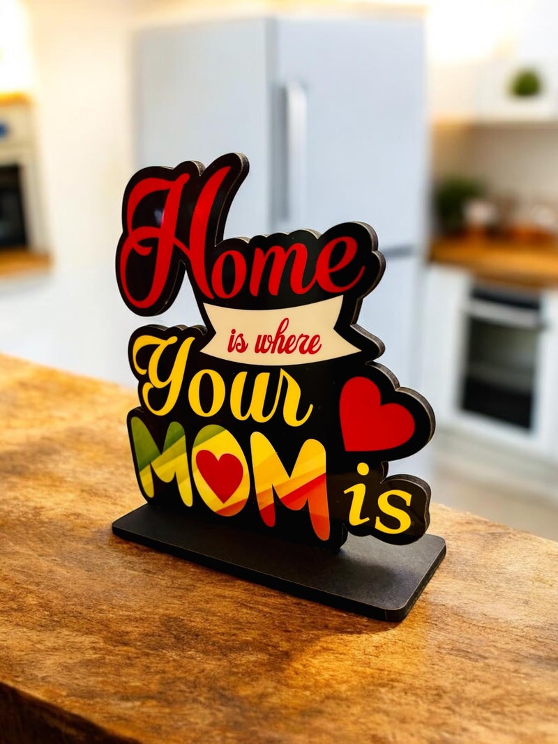 WARMINGO DE Home is Where Your Mom is Wooden Trophy Gift for Mother or Maa Best Gift for Mother (Multicolor 6 X 5.5 Inches) (Home Mom) - Image 3