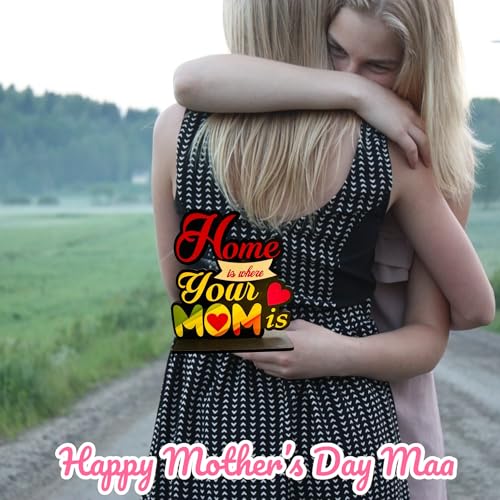WARMINGO DE Home is Where Your Mom is Wooden Trophy Gift for Mother or Maa Best Gift for Mother (Multicolor 6 X 5.5 Inches) (Home Mom) - Image 4