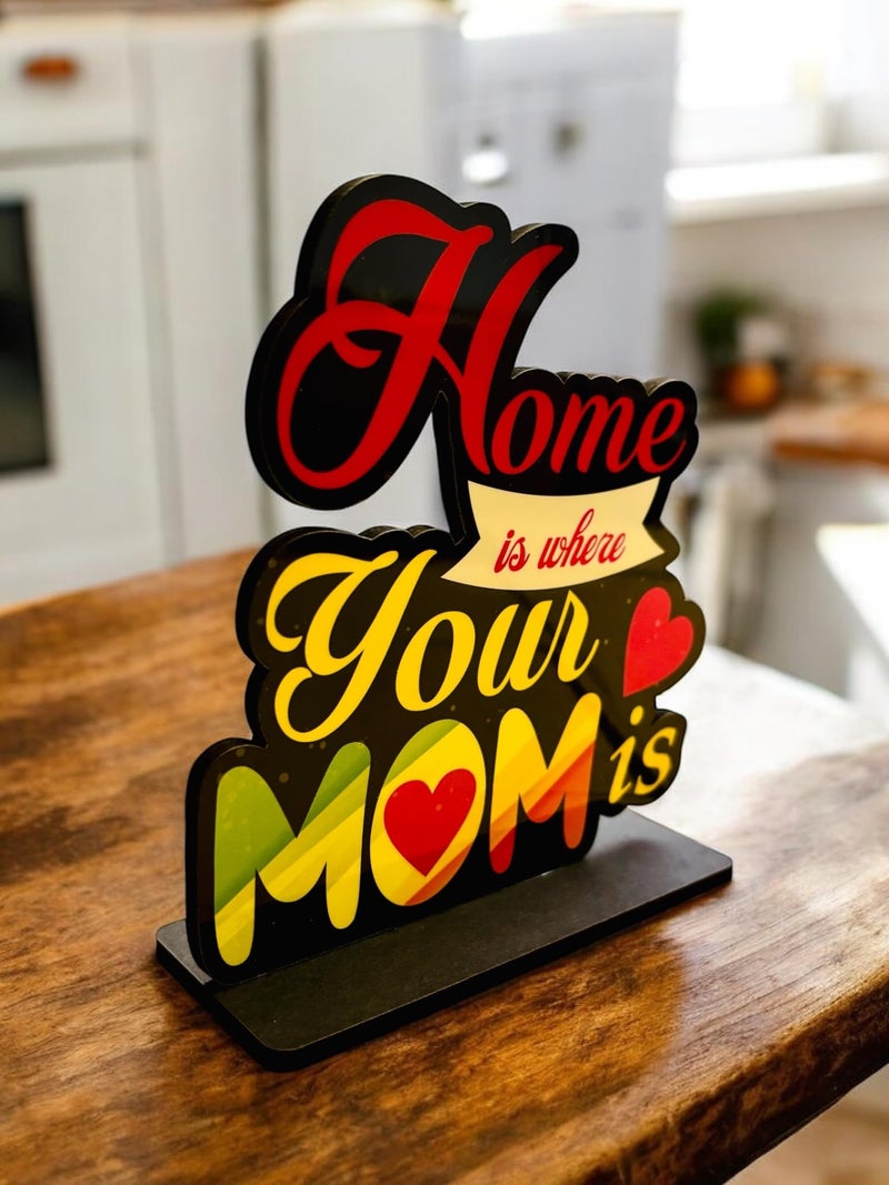 WARMINGO DE Home is Where Your Mom is Wooden Trophy Gift for Mother or Maa Best Gift for Mother (Multicolor 6 X 5.5 Inches) (Home Mom) - Image 2
