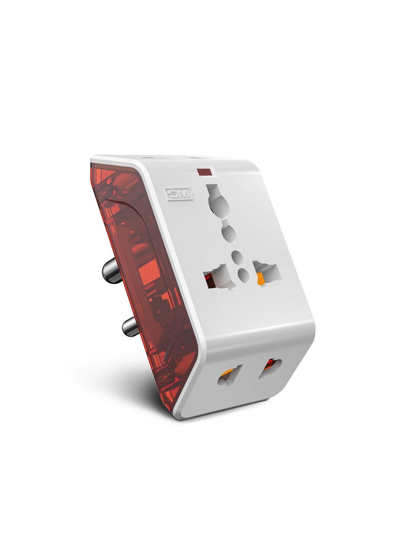 GM GM 3017 Spice 3 PIN Travel Universal Multi Plug Adaptor Pack of 4 White  - Image 1