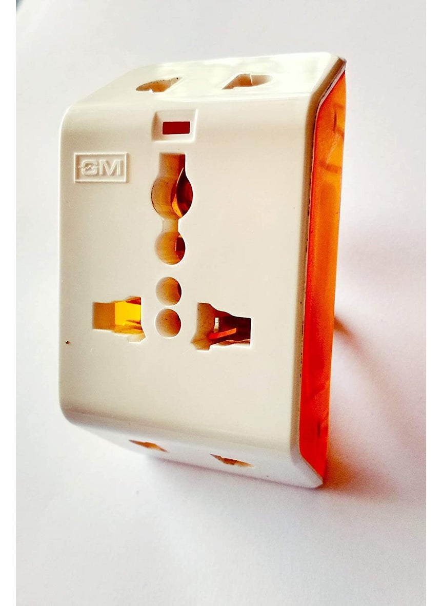 GM GM 3017 Spice 3 PIN Travel Universal Multi Plug Adaptor Pack of 4 White  - Image 4