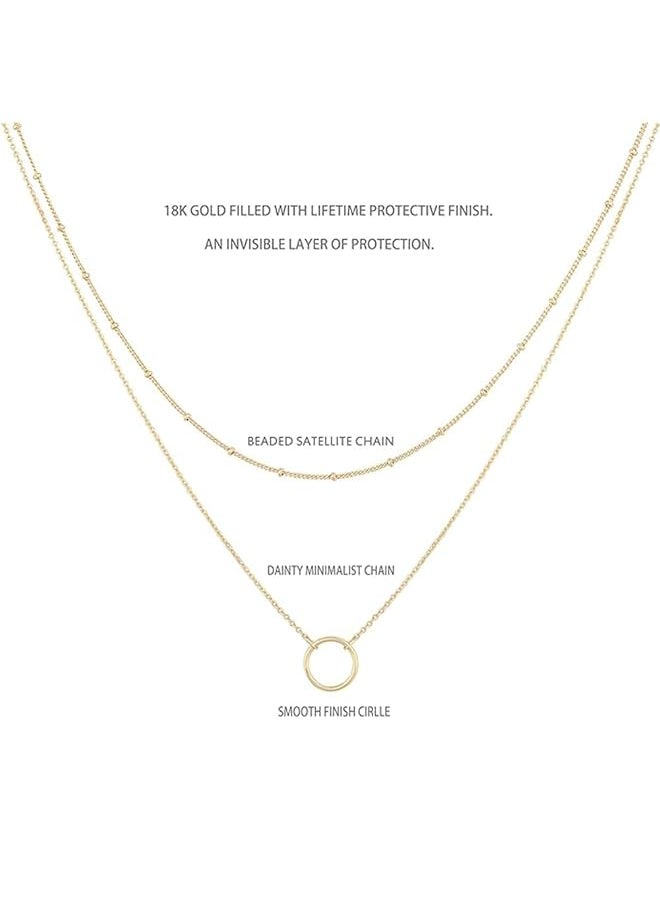 erorex - Layered Circle Necklace Handmade Pendant Plated Gold Choker Arrow Bar Layering Long Necklace For Women - Image 1
