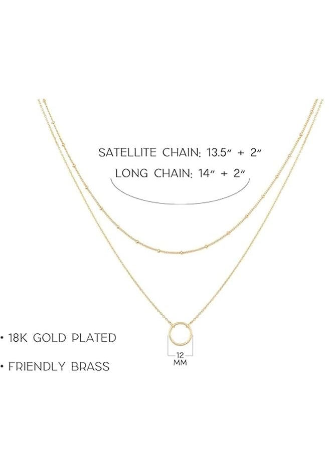 erorex - Layered Circle Necklace Handmade Pendant Plated Gold Choker Arrow Bar Layering Long Necklace For Women - Image 1