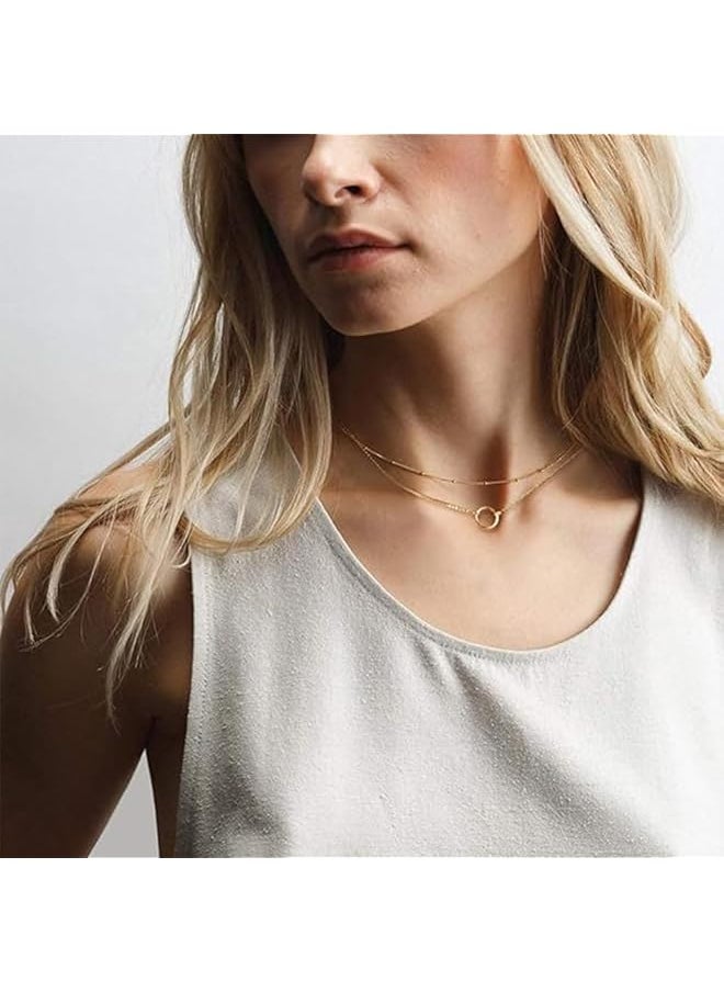 erorex - Layered Circle Necklace Handmade Pendant Plated Gold Choker Arrow Bar Layering Long Necklace For Women - Image 1