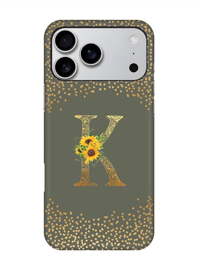 Stylizedd For iPhone 17 Pro Max,Case, [Compatible with MagSafe] Magnetic cover Slim fit Protection Matte, - Custom Floral Monogram - K  (Olive Green )