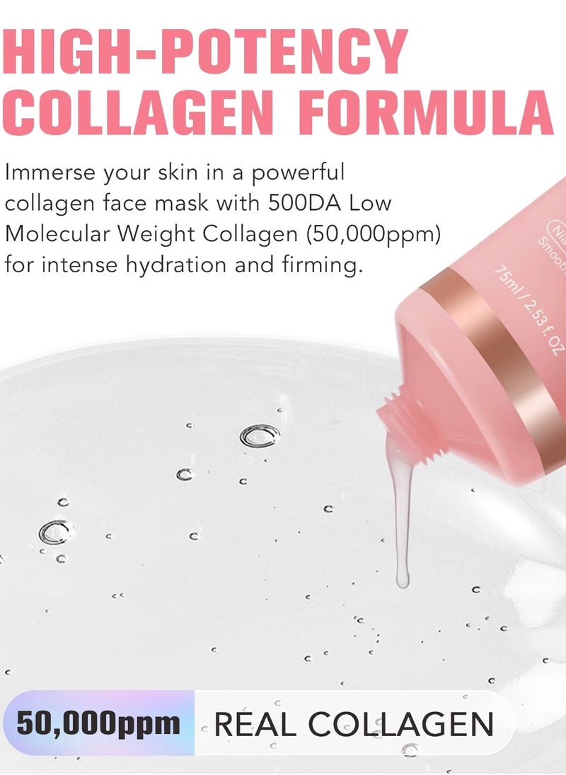 IKZEE - 75ml Collagen Night Wrapping Mask with Face Brush Collagen Sleeping Mask Collagen Facial Mask for Elasticity and Hydration Moisturizing Deep Overnight Wrapping Collagen Peel Off Facial Mask for Skin Care Face mask - Image 1