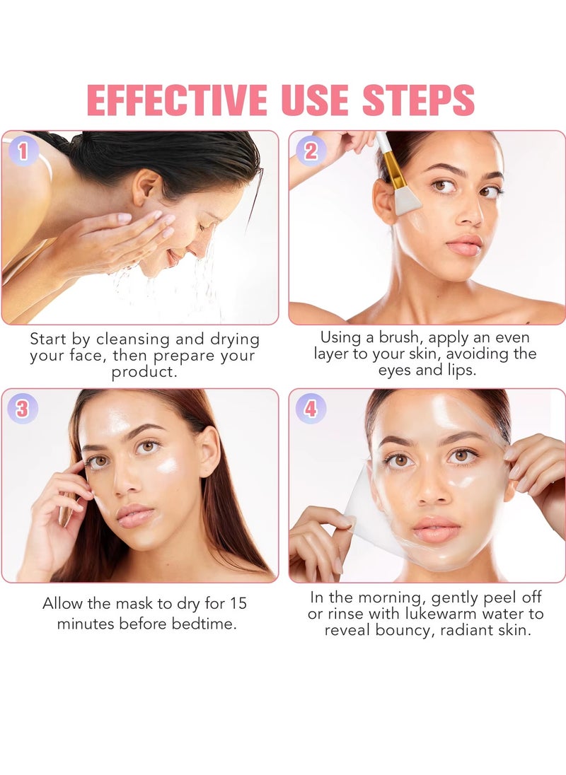 IKZEE - 75ml Collagen Night Wrapping Mask with Face Brush Collagen Sleeping Mask Collagen Facial Mask for Elasticity and Hydration Moisturizing Deep Overnight Wrapping Collagen Peel Off Facial Mask for Skin Care Face mask - Image 1