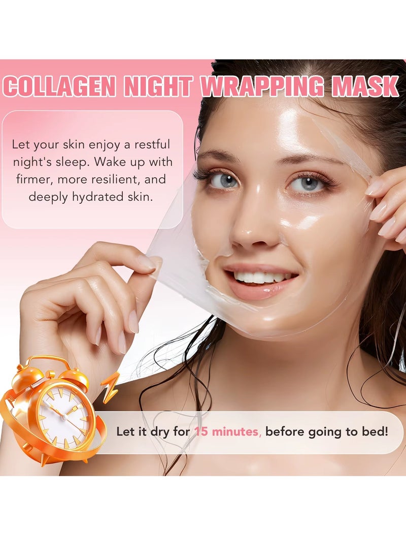 IKZEE - 75ml Collagen Night Wrapping Mask with Face Brush Collagen Sleeping Mask Collagen Facial Mask for Elasticity and Hydration Moisturizing Deep Overnight Wrapping Collagen Peel Off Facial Mask for Skin Care Face mask - Image 1