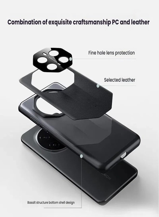 Luxury PU Leather Case for Honor Magic 7 Pro with Lens Protector Lightweight Leather Shockproof and Drop proof Phone Case for Magic 7 Pro - Image 2