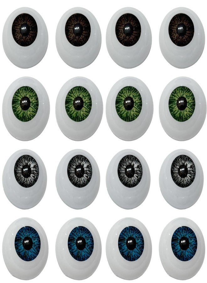 Jashem 8 Pairs of 22mm Half Round Realistic Acrylic Eyes for Halloween Props, Masks, Dolls or Bears Craft Plastic Eyeballs - Image 1