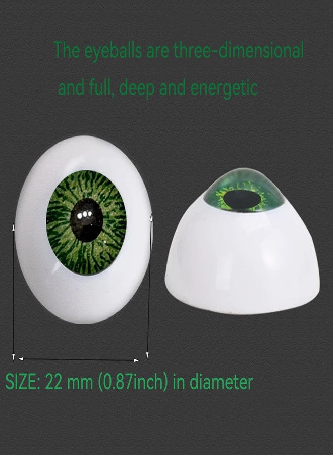 Jashem 8 Pairs of 22mm Half Round Realistic Acrylic Eyes for Halloween Props, Masks, Dolls or Bears Craft Plastic Eyeballs - Image 4