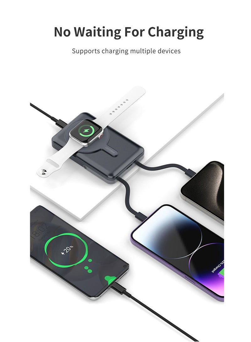 Recci Power Bank 10000mAh PD 20W with Built-In Cables and Wireless 15W Fast Charging External Battery Pack Large Capacity Portable Charger Phone Stand 2 in 1 with LED Power Display Compatible for iPhone15 16 Pro Max, Samsung, Huawei, Xiaomi - Image 5