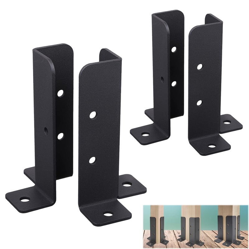 Wpbhk 4Pcs Adjustable Deck Post Anchor Base Brackets Fit 15x152x22x44x4 PostHeavy Duty Reversible Wood Fence Post Base Brackets kit for Pergola Railing Mailbox
