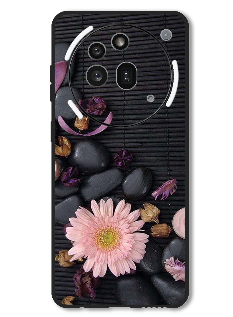 Theodor Case Compatible with Nothing Phone 3a Pro Protection Shockproof Bumper Cover Flowers & Stones - Image 1