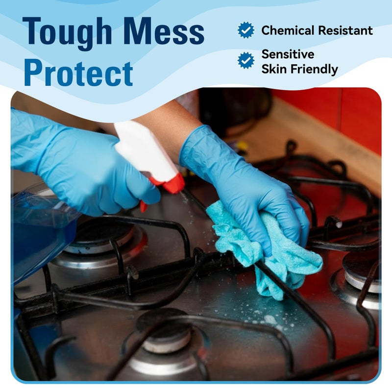 SWIFTLITE Food Safe Disposable Gloves, Blue Nitrile Rubber Gloves, Latex-Free Powder-Free for Food Prep, Cooking, Cleaning (Large, 100) - Image 4