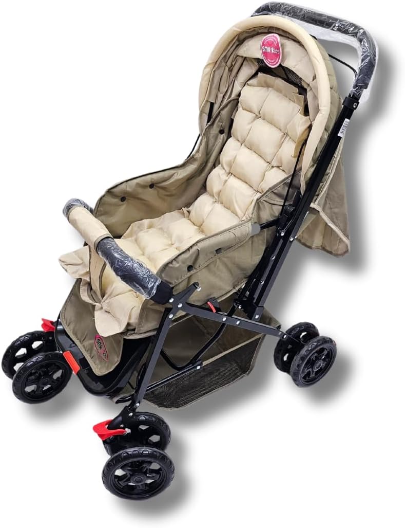 اس ام ار كيدز عربة أطفال SMR Kids قابلة للطي – مقبض متحرك أمامي/خلفي، مظلة واسعة، سلة تخزين - Image 3