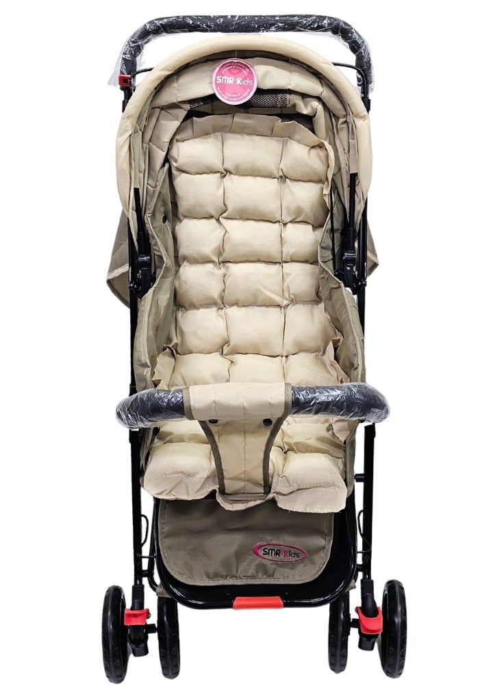 اس ام ار كيدز عربة أطفال SMR Kids قابلة للطي – مقبض متحرك أمامي/خلفي، مظلة واسعة، سلة تخزين - Image 5