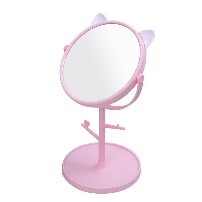 COSMETIC MIRROR DRESSER MIRROR REMOVABLE MAKEUP MIRROR TABLETOP VANITY ROTATABLE BEAUTY MIRROR FOR DRESSING BATHROOM BEDROOM PINK