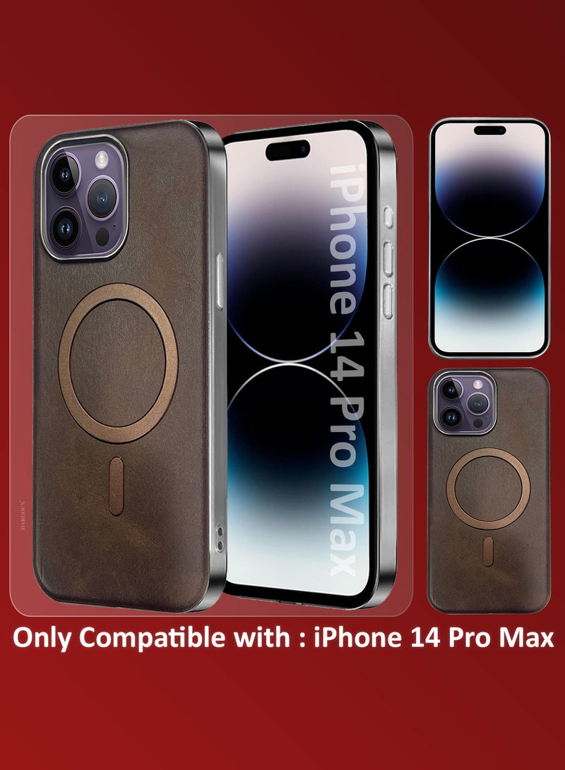 CATANES iPhone 14 Pro Max Leather Case, Compatible with Magsafe, Vintage Aesthetic, Comfort Grip, Camera Bump Frame  - Image 2