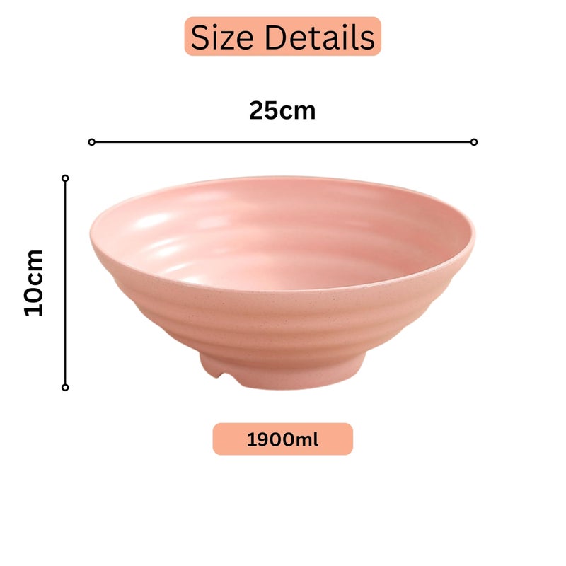 HENIJ® 10” Unbreakable Cereal Bowls Set, Wheat Straw Fiber Rice Bowls for Cereal, Salad, Soup, Ramen, Oatmeal Apply to Kitchen, Dishwasher & Microwave Safe, Pink, Pack of 6 - Image 3