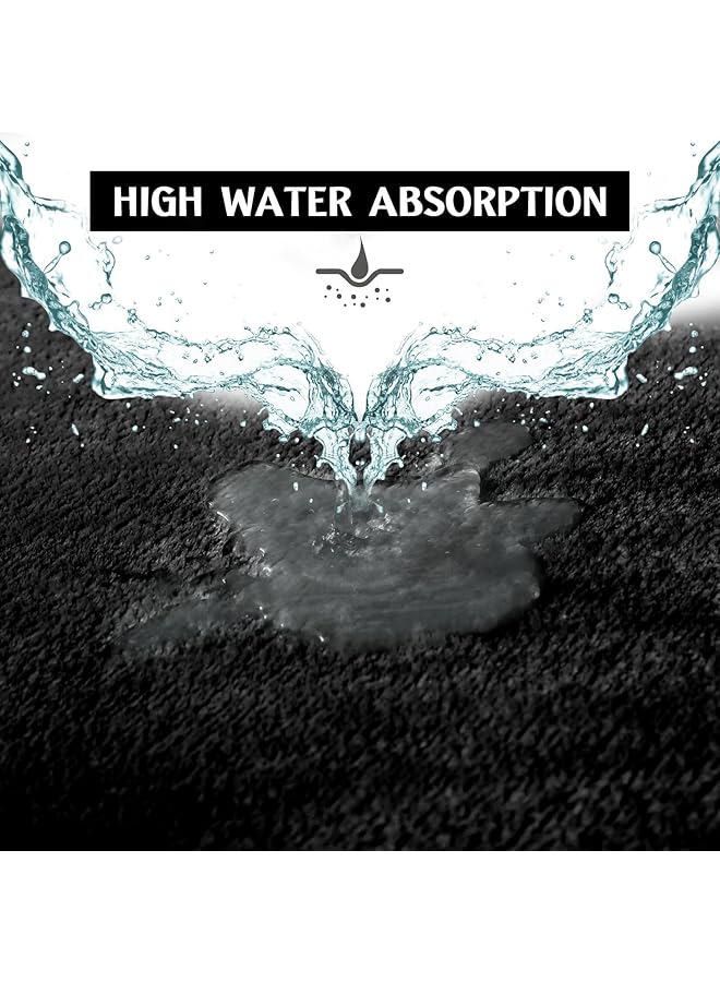 SAGREENY 3 Piece Memory Foam Bathroom Rugs Sets Non Slip And Quick Dry Bath Mat Ultra Soft Velvet Bath Rugs For Bathroom Toilet And Shower Floor Black - Image 3