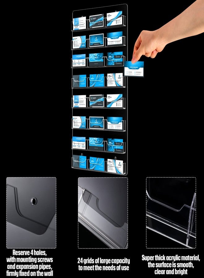 Lincia 24 Pockets Business Card Holder Wall Mount Rack Display Clear Sticker Display Rack Acrylic Business Card Clear Holder Organizing for Office - Image 3