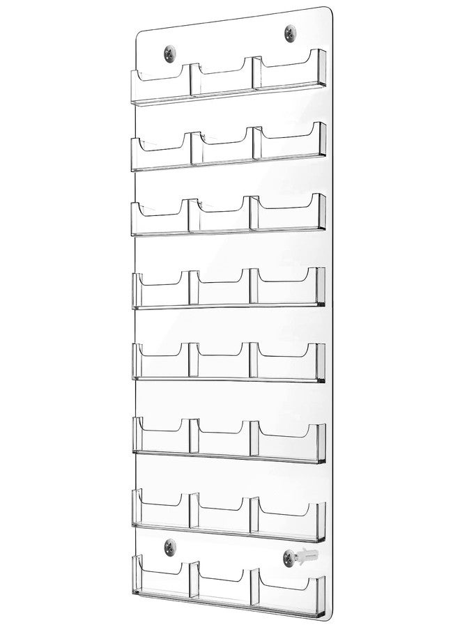 Lincia 24 Pockets Business Card Holder Wall Mount Rack Display Clear Sticker Display Rack Acrylic Business Card Clear Holder Organizing for Office - Image 1