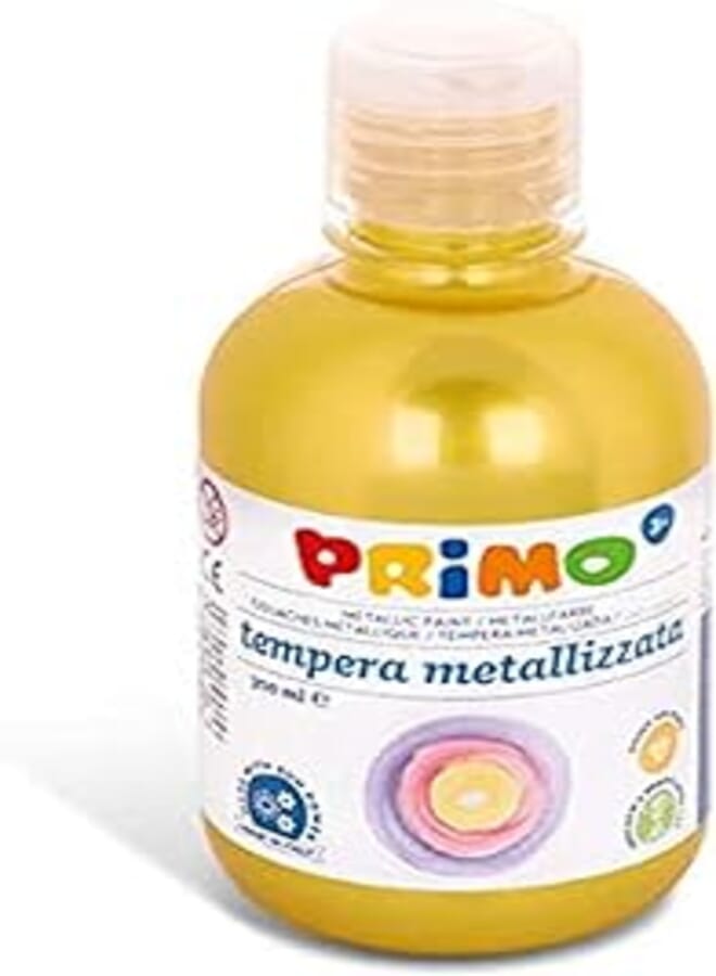 PRIMO School Paint Craft Paint for Children with Metallic Look, 300 ml with Dosing Cap (Yellow)