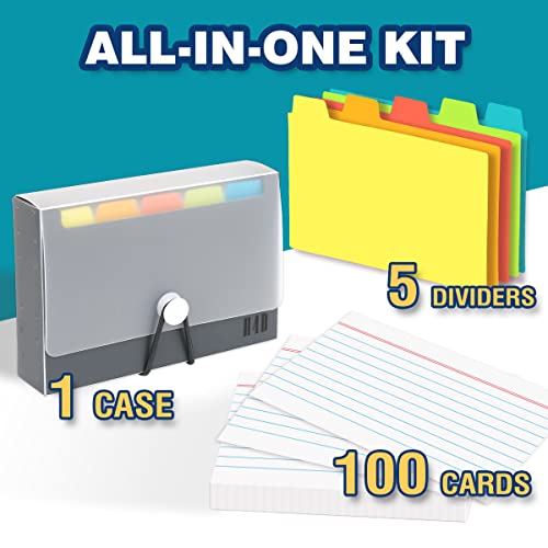 H4D 3x5 Index Card Case with 100 Heavyweight Ruled Index Cards and Dividers, Black - Image 2