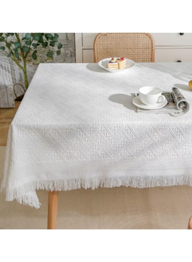 شبيلي مفرش طاولة مستطيل مقاس 130×180 سم، مفرش طاولة للطاولات المربعة والمستديرة، مفرش طاولة مقاوم للغبار وقابل للغسل، غطاء طاولة كلاسيكي لحفلات الزفاف والمنزل والمطبخ والمطعم - Image 5