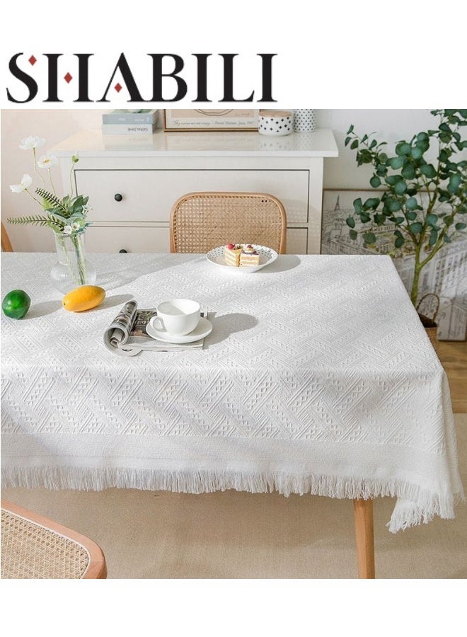 شبيلي مفرش طاولة مستطيل مقاس 130×180 سم، مفرش طاولة للطاولات المربعة والمستديرة، مفرش طاولة مقاوم للغبار وقابل للغسل، غطاء طاولة كلاسيكي لحفلات الزفاف والمنزل والمطبخ والمطعم - Image 1