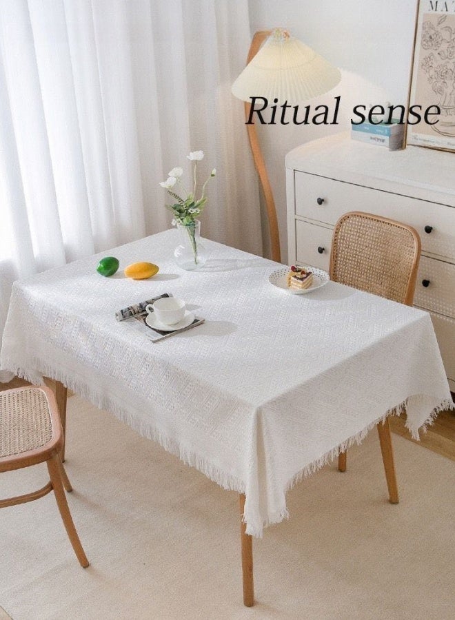 شبيلي مفرش طاولة مستطيل مقاس 130×180 سم، مفرش طاولة للطاولات المربعة والمستديرة، مفرش طاولة مقاوم للغبار وقابل للغسل، غطاء طاولة كلاسيكي لحفلات الزفاف والمنزل والمطبخ والمطعم - Image 2