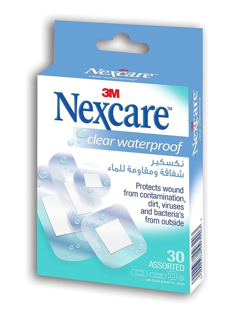 3M Clear Waterproof Bandagess Assorted Shapes 30's - Image 3