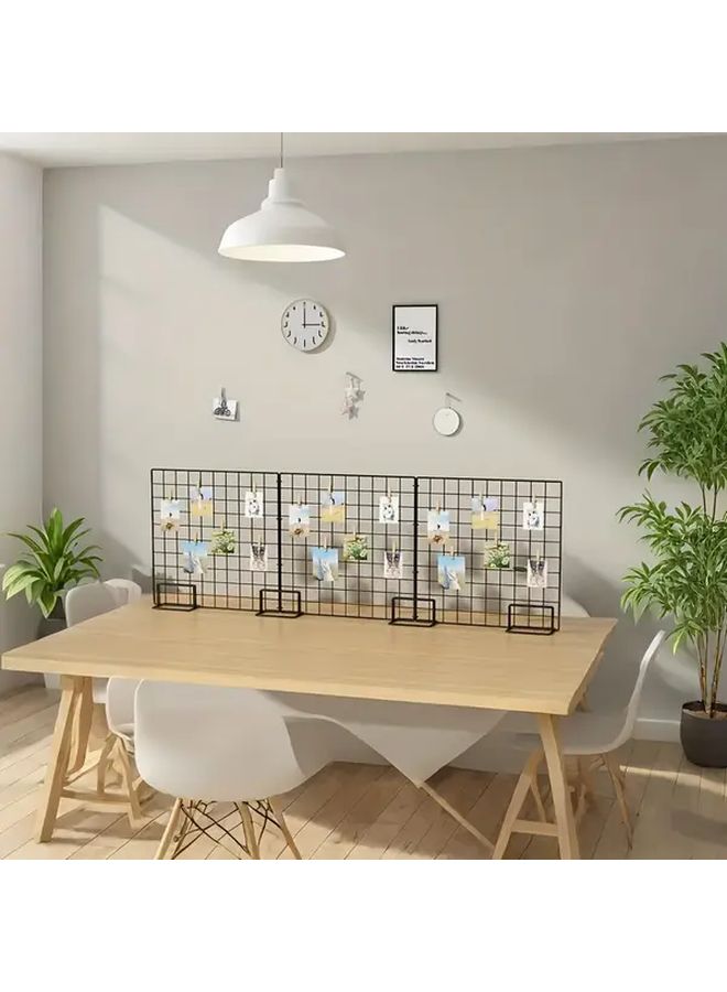 White Base Wire Mesh Photo Display Stand Adjustable Height For Home Cafe Office - Image 3